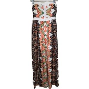 Lavender Brown Strapless Gown - XS coral pattern